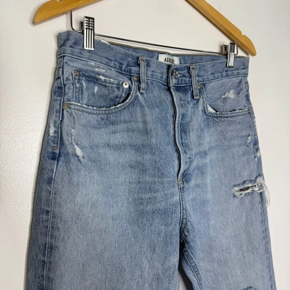Agolde 90s Relaxed Straight Fit Jeans Light Blue Distressed Jeans Size 4 / 27